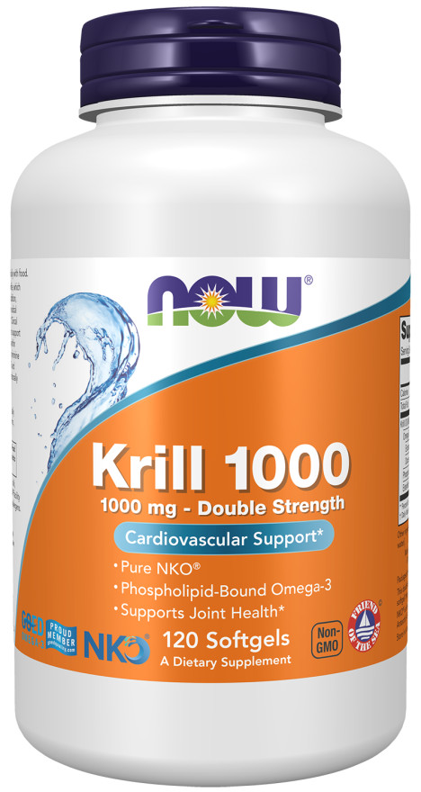 NOW FOODS Krill Double Strength 1000 mg 120 Softgels, (07/2027)