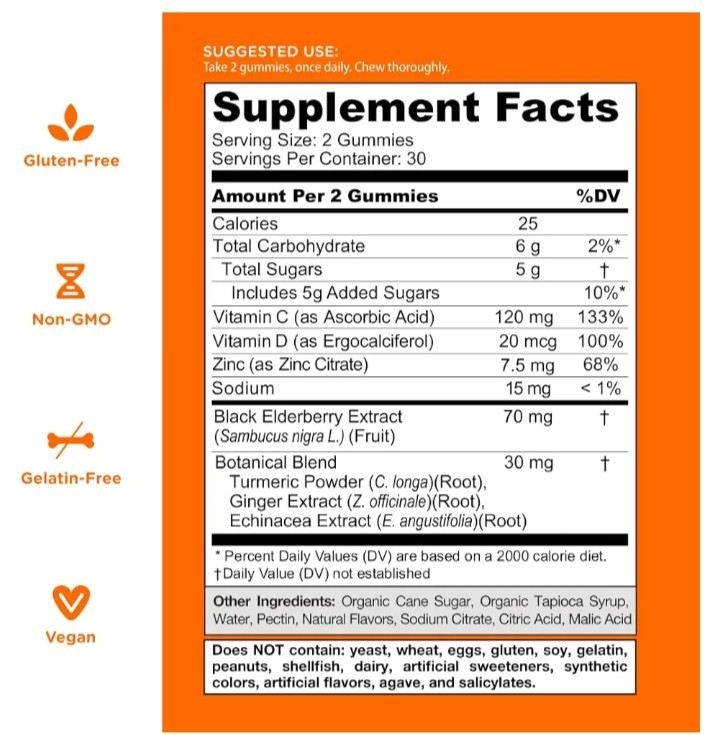 Goli Gomitas de vitaminas inmunológicas, 120 unidades, saúco, vitamina C, D y zi
