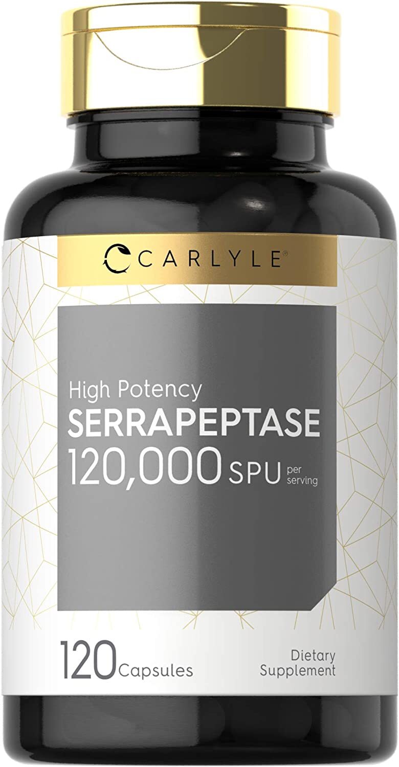 Serrapeptase 120000 SPU | 120 Capsules | Supports Sinus Health | by Carlyle