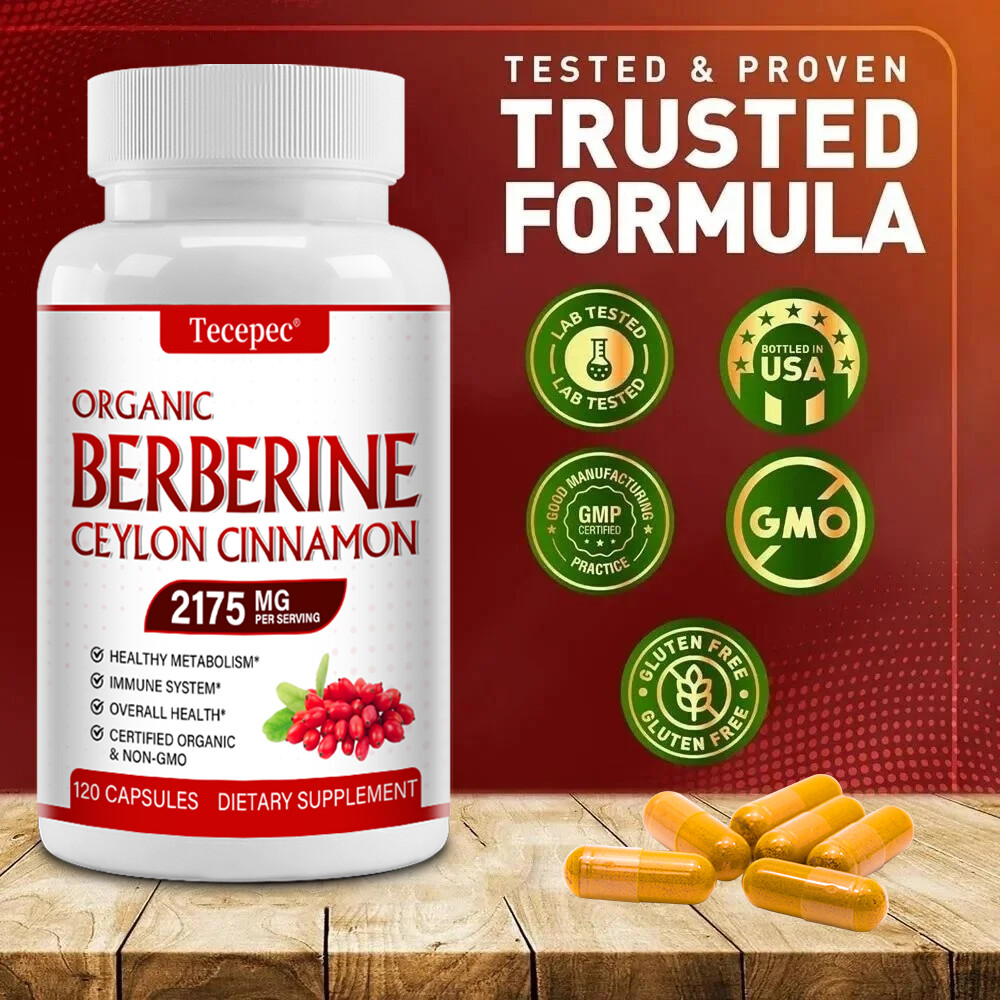 Premium Berberine 2175mg Plus Organic Ceylon Cinnamon – Heart Health & Immune
