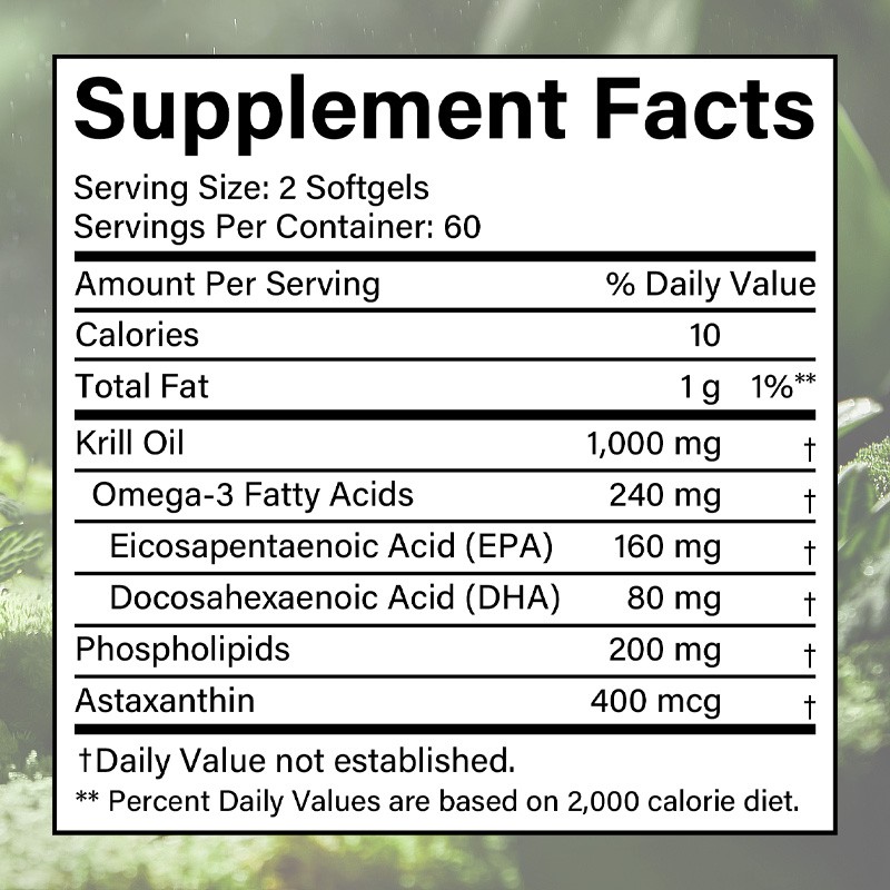 Antarctic Krill Oil 1000mg Softgels – with Omega-3 EPA, DHA & Astaxanthin