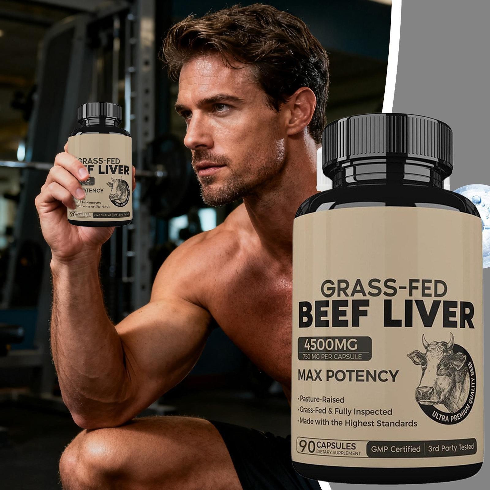 Grass Fed Beef Liver Capsules 4500mg 90 Count Dessicated Liver Supplement *1-2