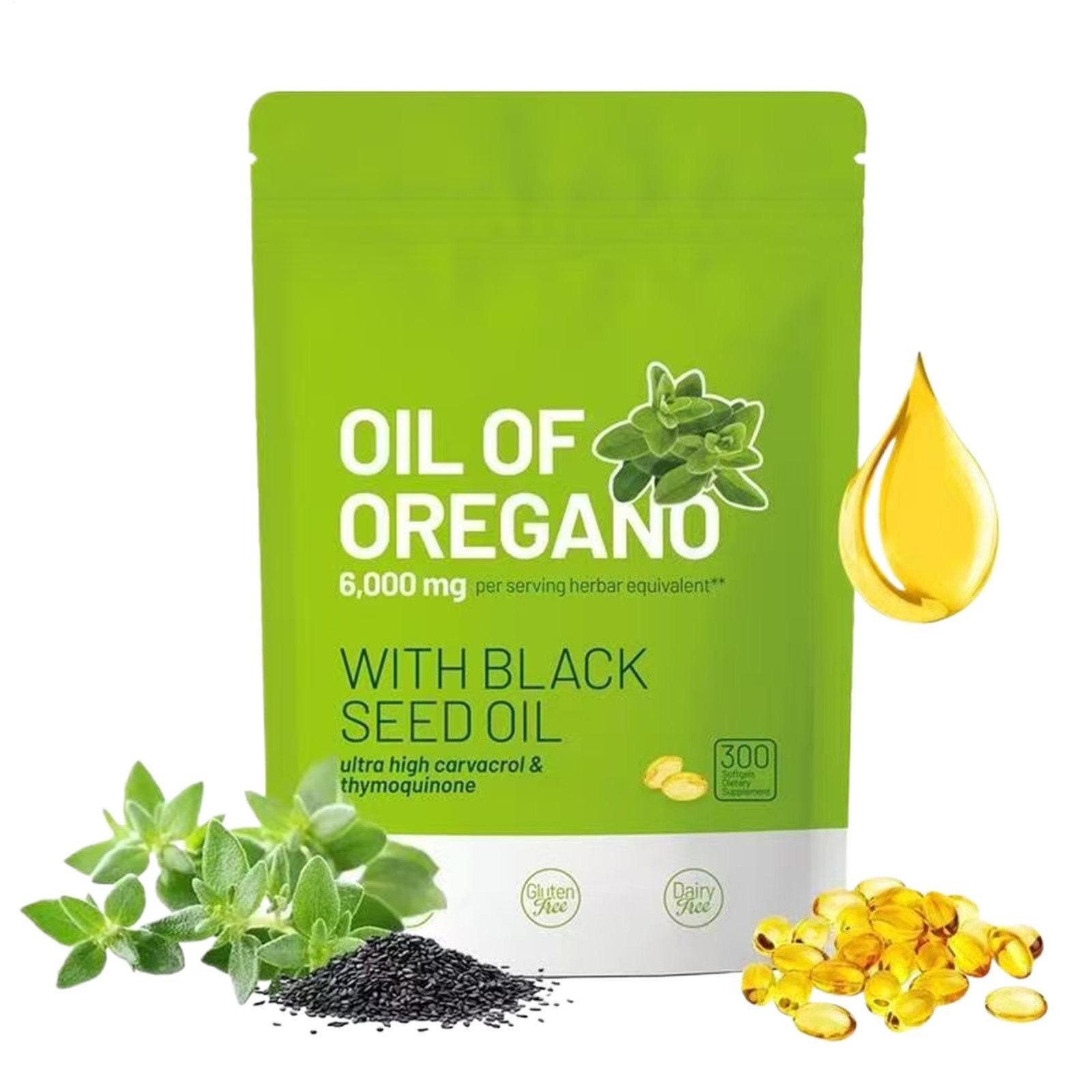 ​​Oil Of Oregano 300 Softgels 2 In 1 Black Seed Oil Organic Herbal Supplement