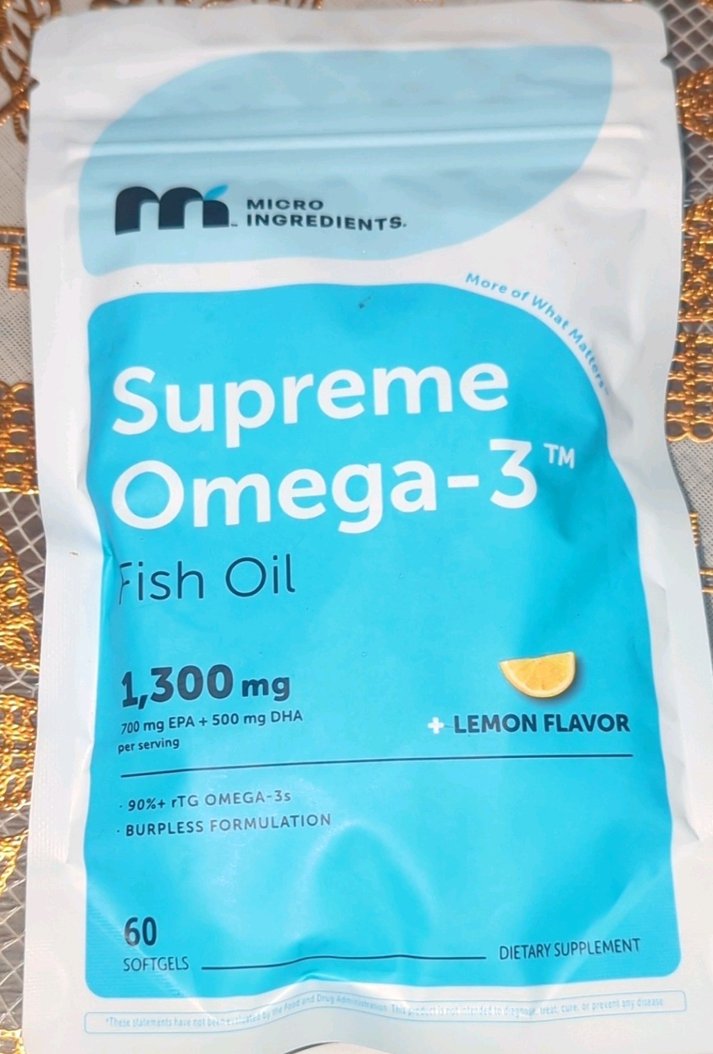 Micro Ingredients Omega-3 Fish Oil 1300mg Lemon 60 Softgels Exp 08/2028