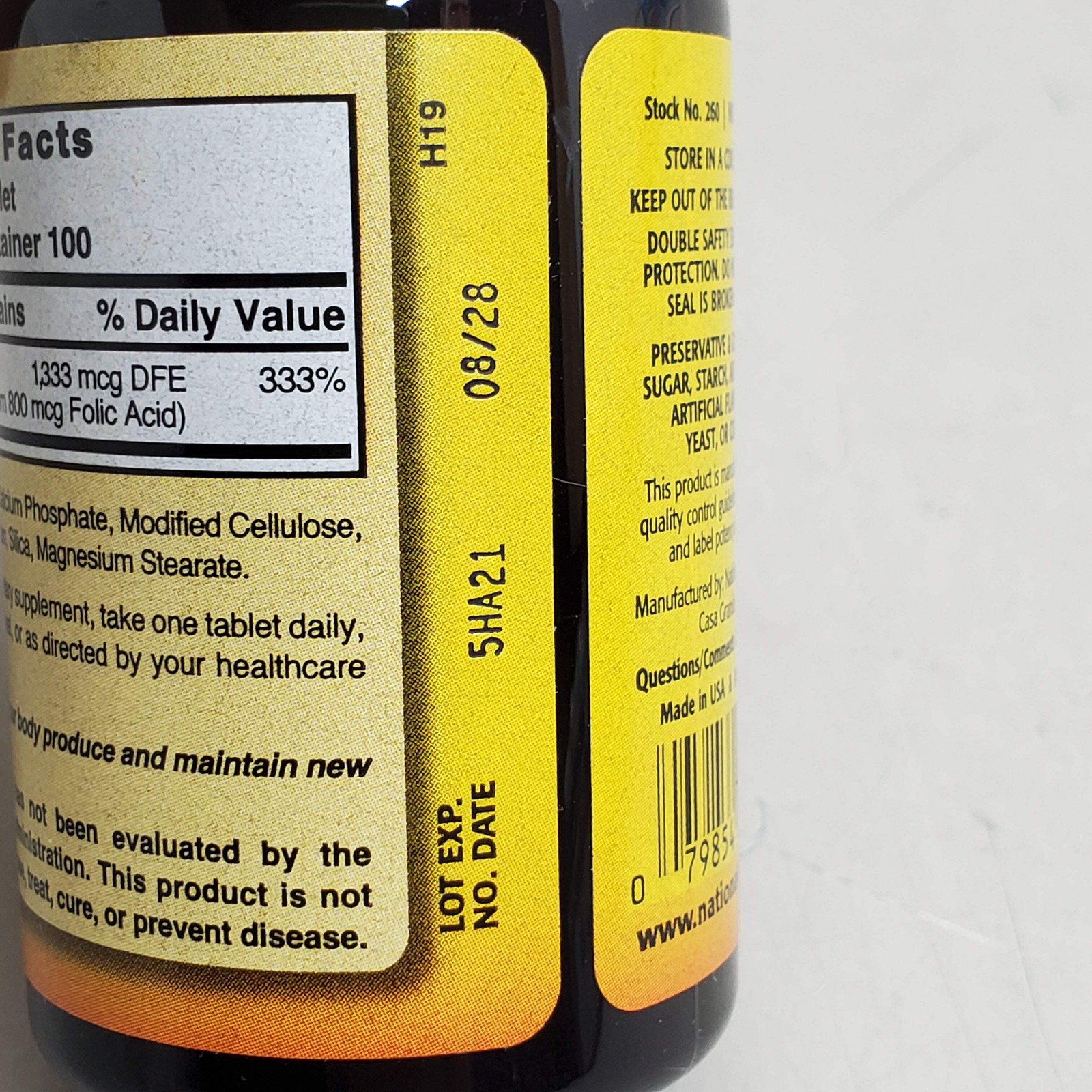 NATURE’S BLEND (100 Tablets) Folic Acid Dietary Supplement 800 mcg BB 08/28
