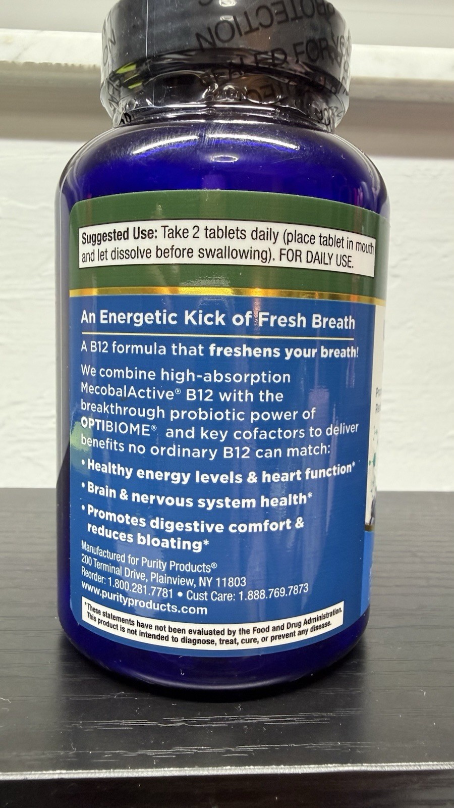 Purity Products Ultra-Fresh Breath B12 Energy Melt Blue Ice Mint 60 Tablets