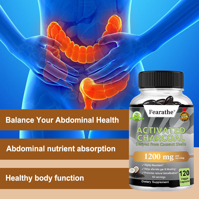 Activated Charcoal Capsules 1200mg Derived from Coconut Shells Highly Absorbent