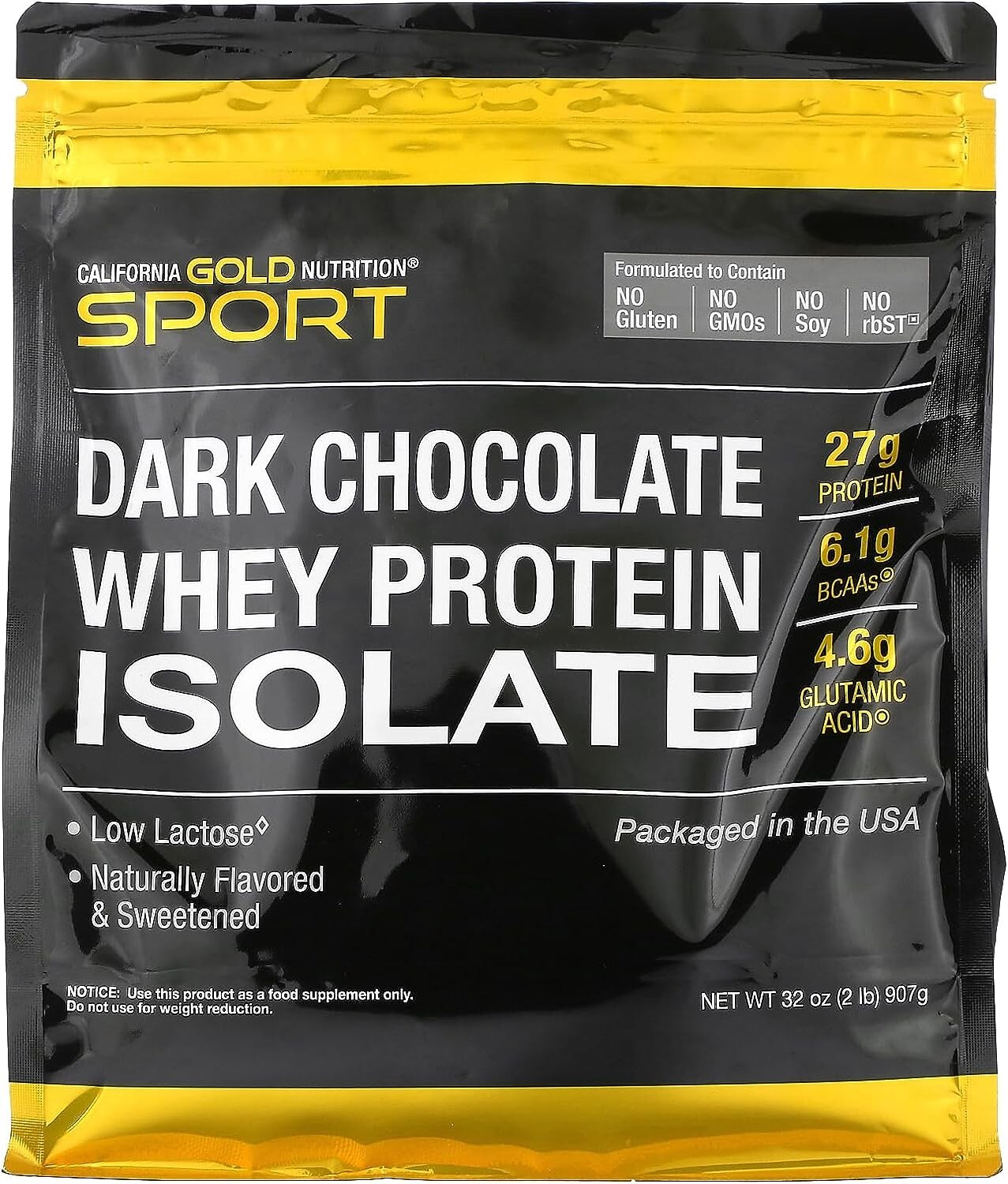 California Gold Nutrition Dark Chocolate Whey Protein Isolate Bovine 907g NEW