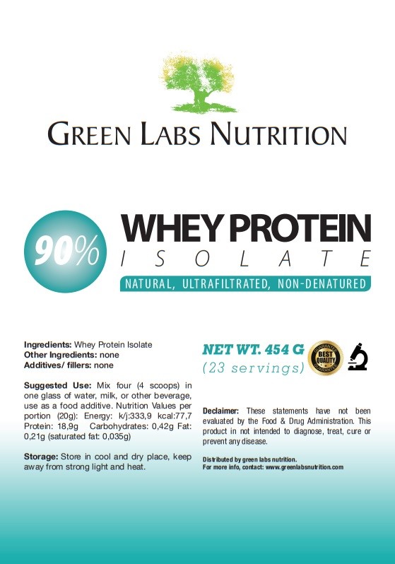 Whey Protein Isolate WPI 90% 454g Pure Powder Unflavored