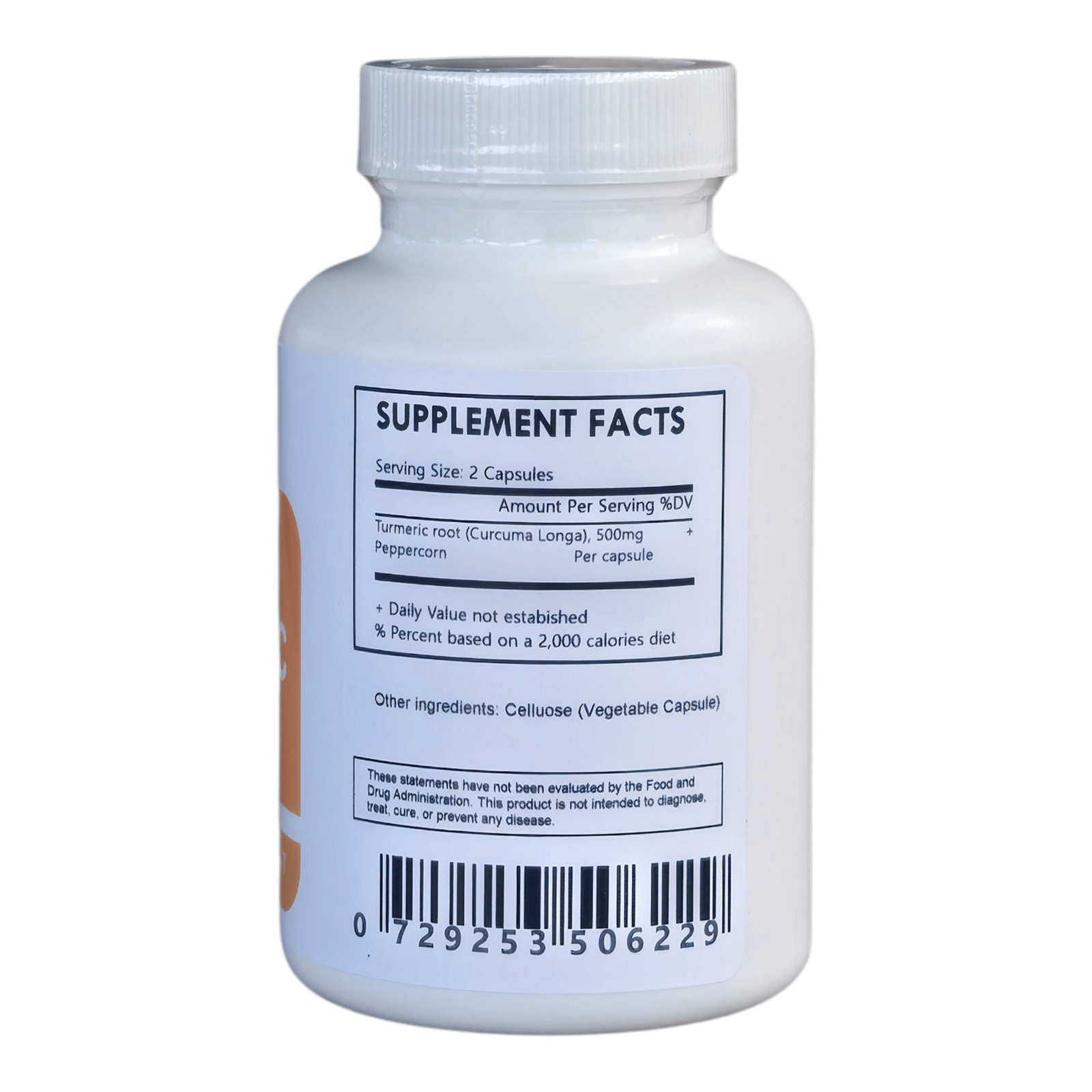 Organic Turmeric Root Powder and Peppercorn Capsules