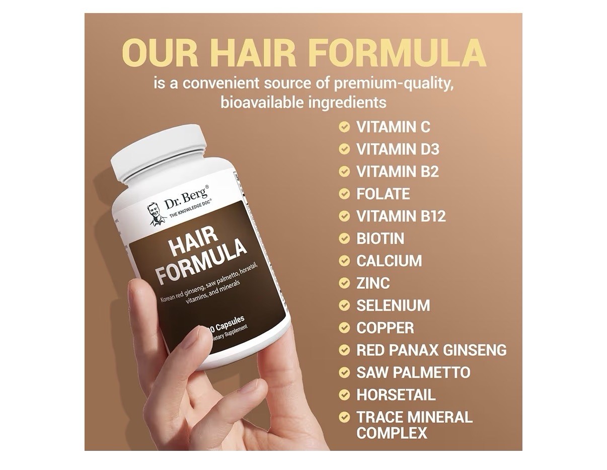 Dr. Berg Hair Formula All-in-One Vitamins for Hair Skin Nails 90 Capsules