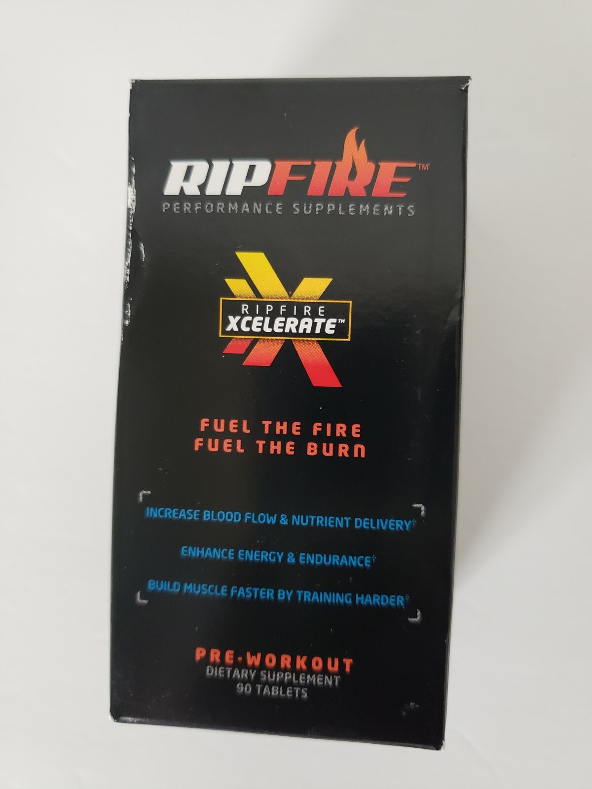 RipFire Xcelerate Pre-Workout Muscle Energy Burn Supplement NEW 90 Tablets L13