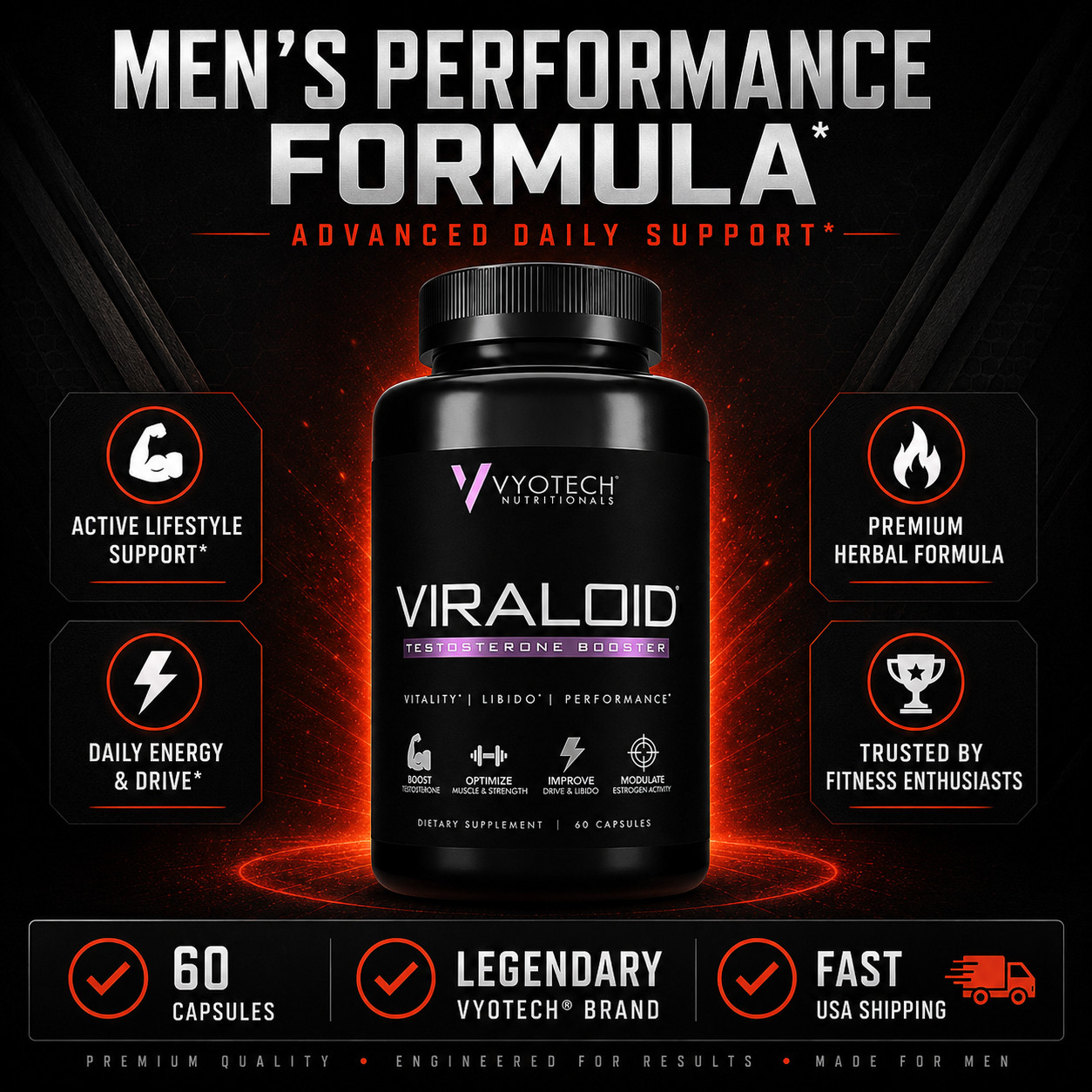 Natural Testosterone Booster Build Muscle Increase Strength Viraloid by Vyotech