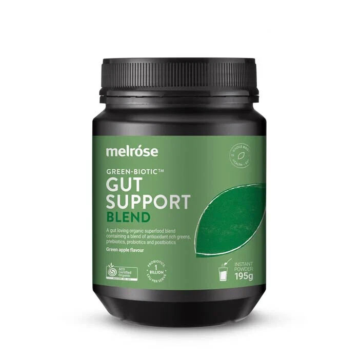 New Melrose Organic Green-Biotic Gut Support Blend 195g Green Apple Flavour