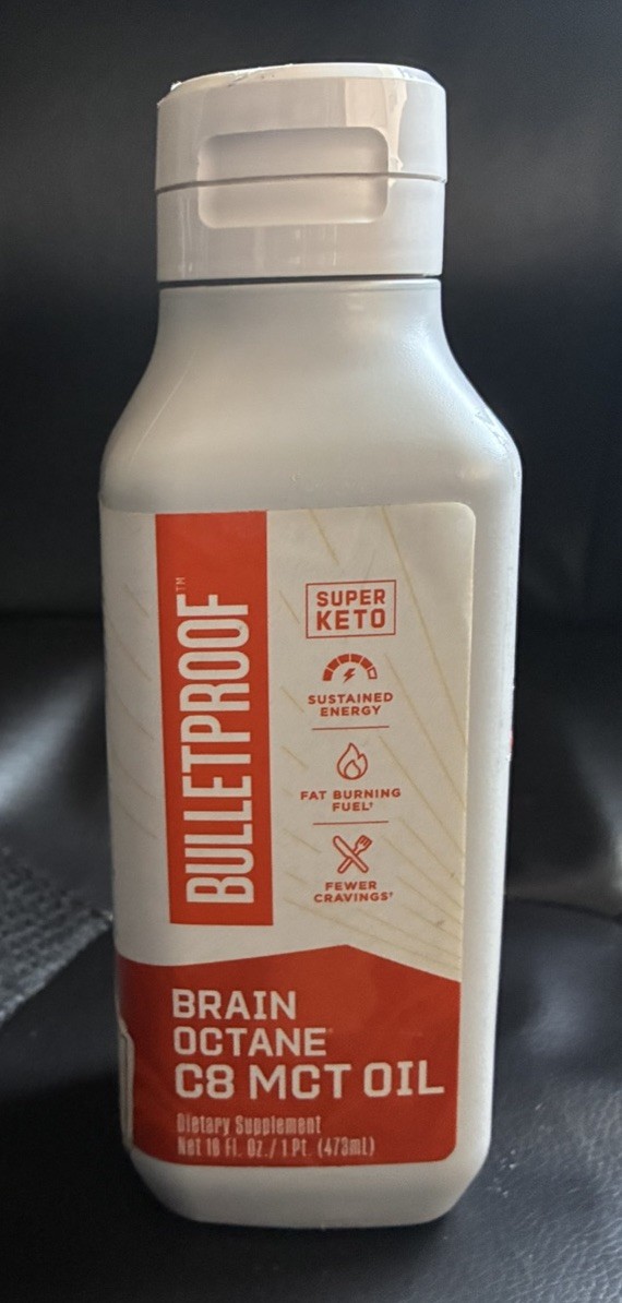 Bulletproof Brain Octane C8 MCT Oil Keto Unflavored 16 fl oz Exp 02/12/2027