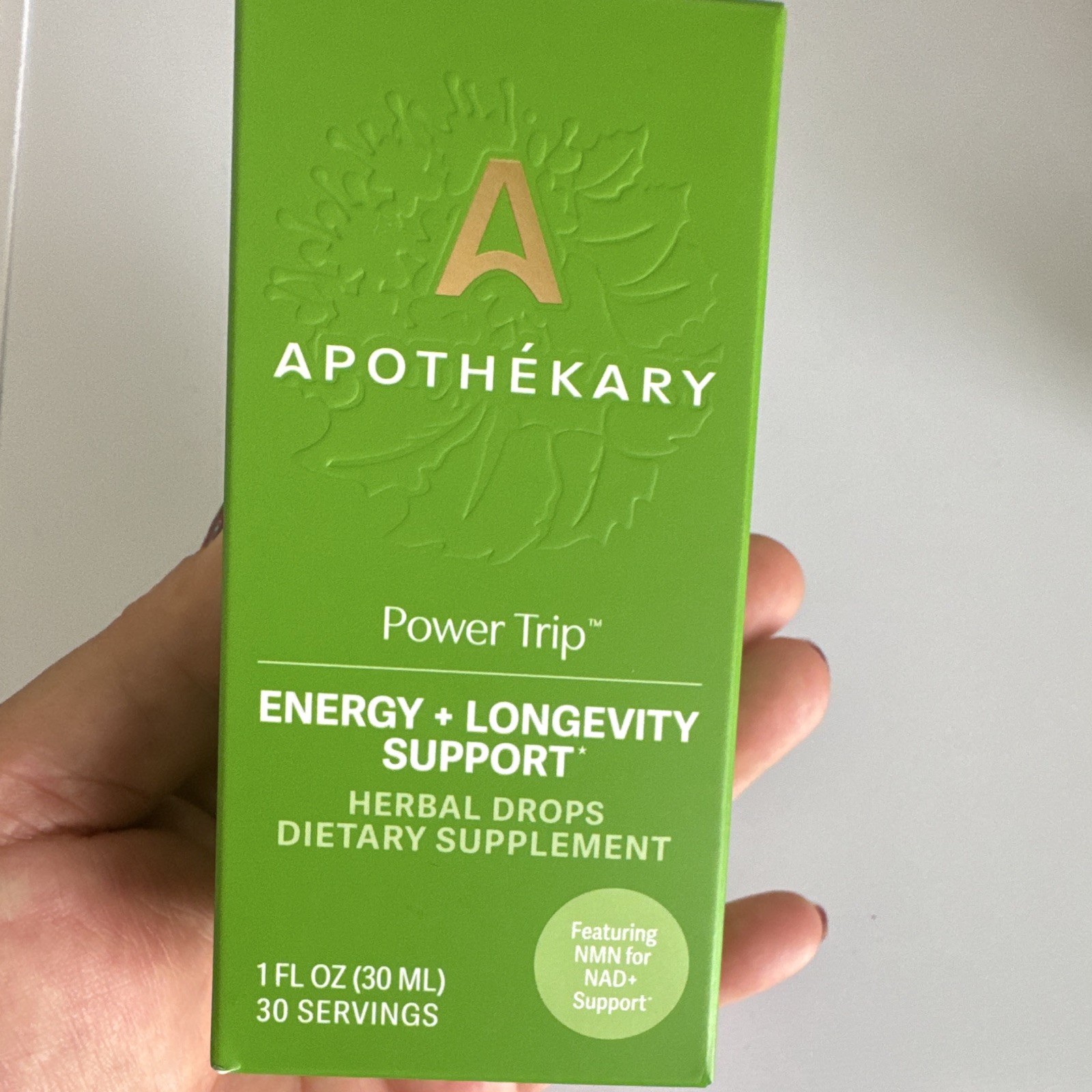 Apothékary Power Trip Energy + Longevity Drops NMN Rhodiola Ginseng 1 fl oz