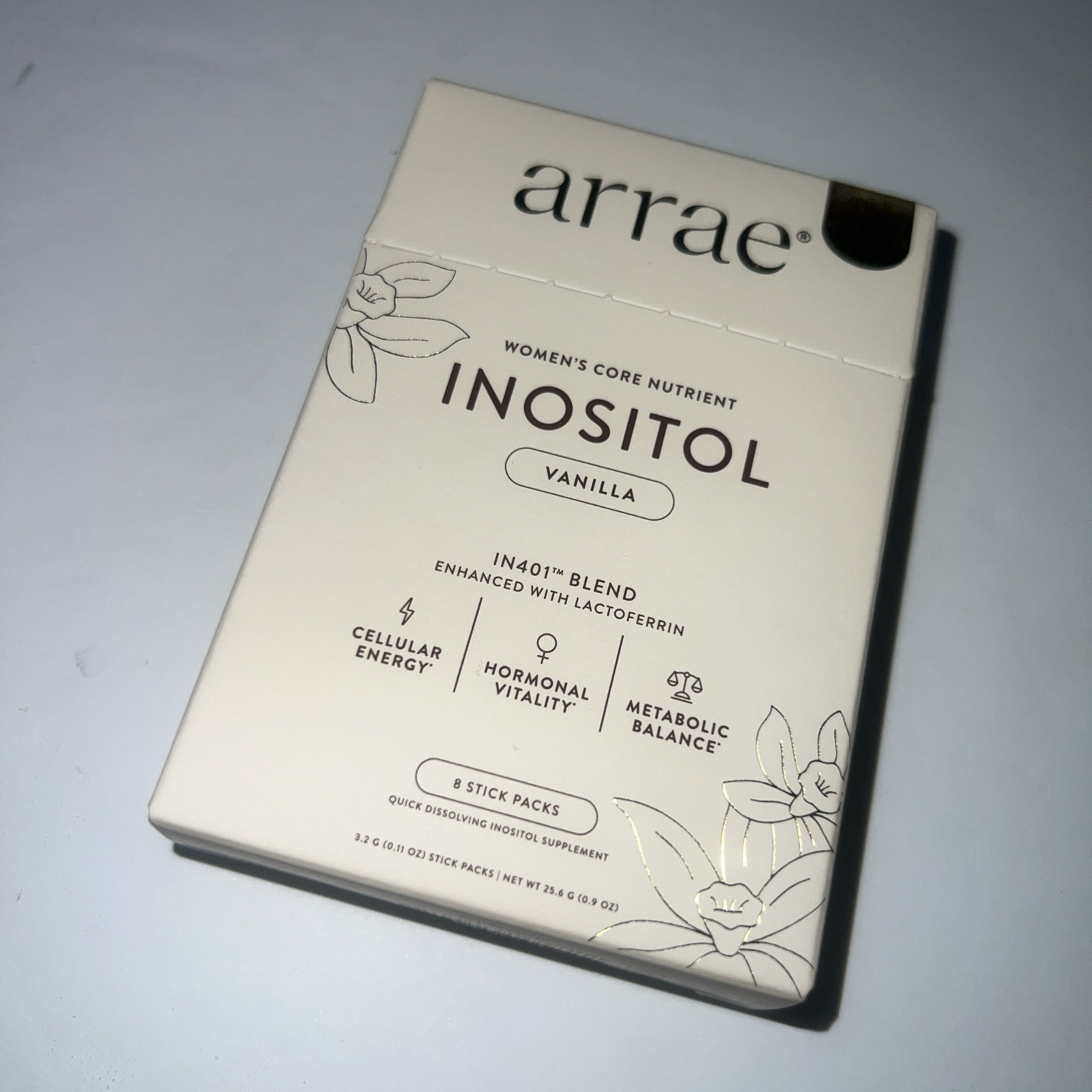 arrae Core Nutrient Inositol Stick Packs Vanilla Sugar-Free Vegan 8ct
