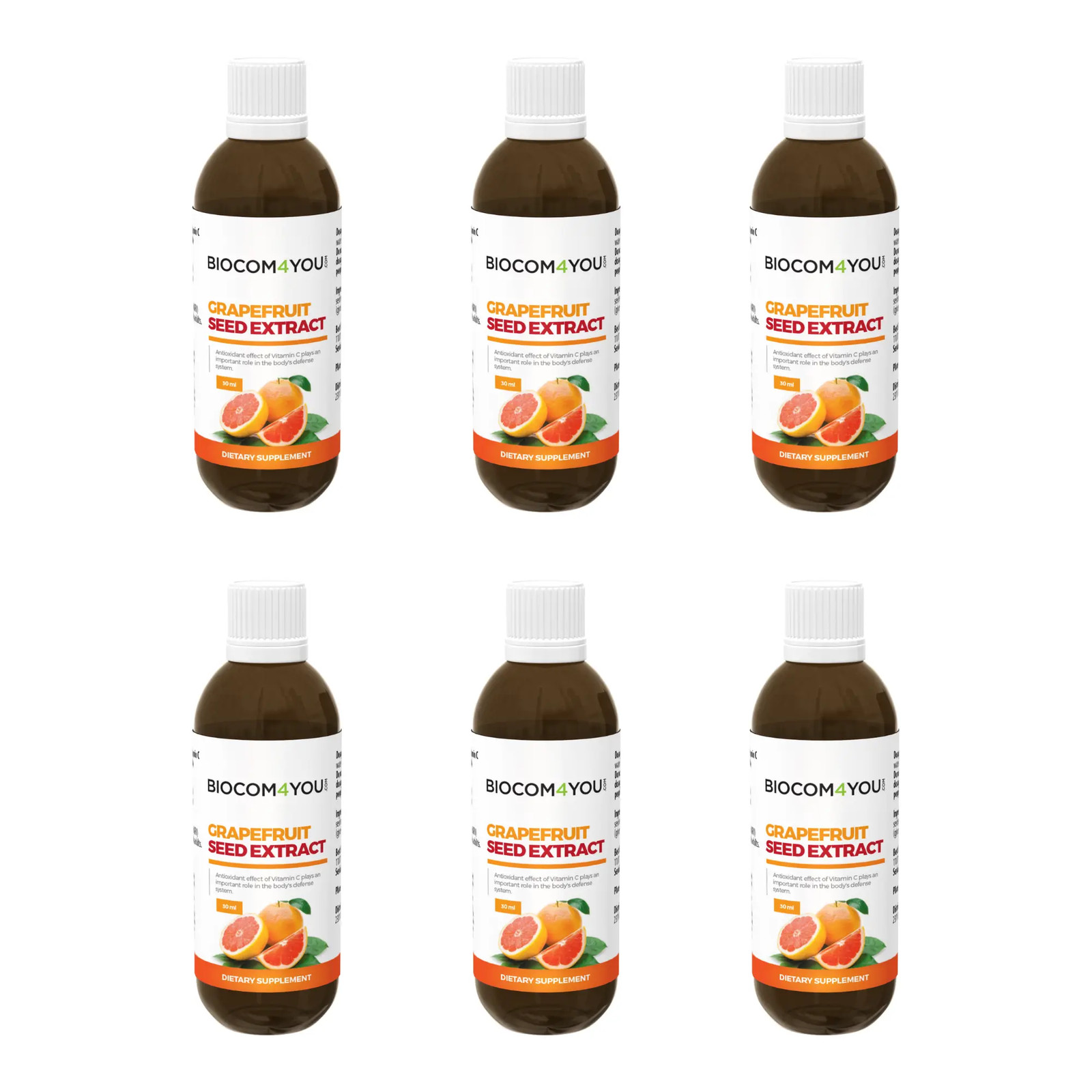6x Biocom Grapefruit Seed Extract 30ml / 1 fl oz