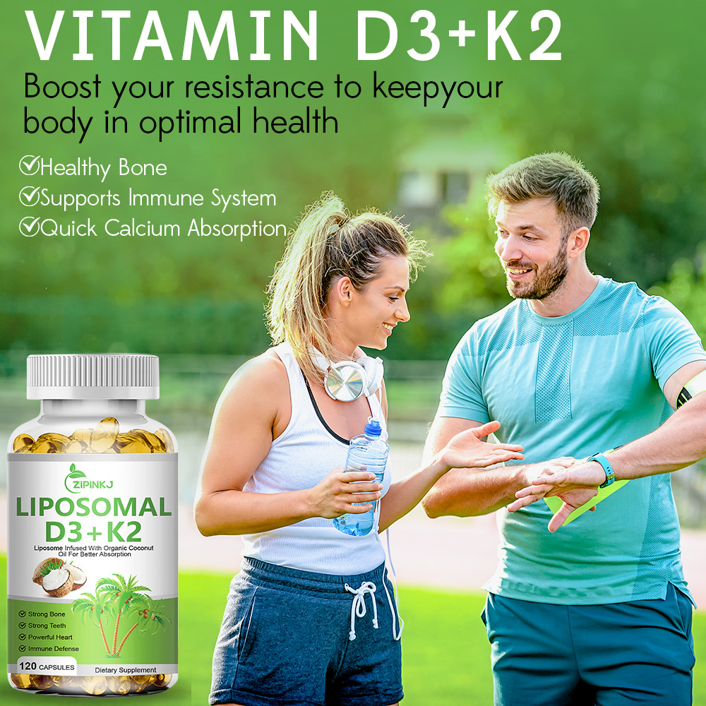 LIPOSOMAL D3+K2 120 Capsules With Organic CoconutOil For Better Absorption