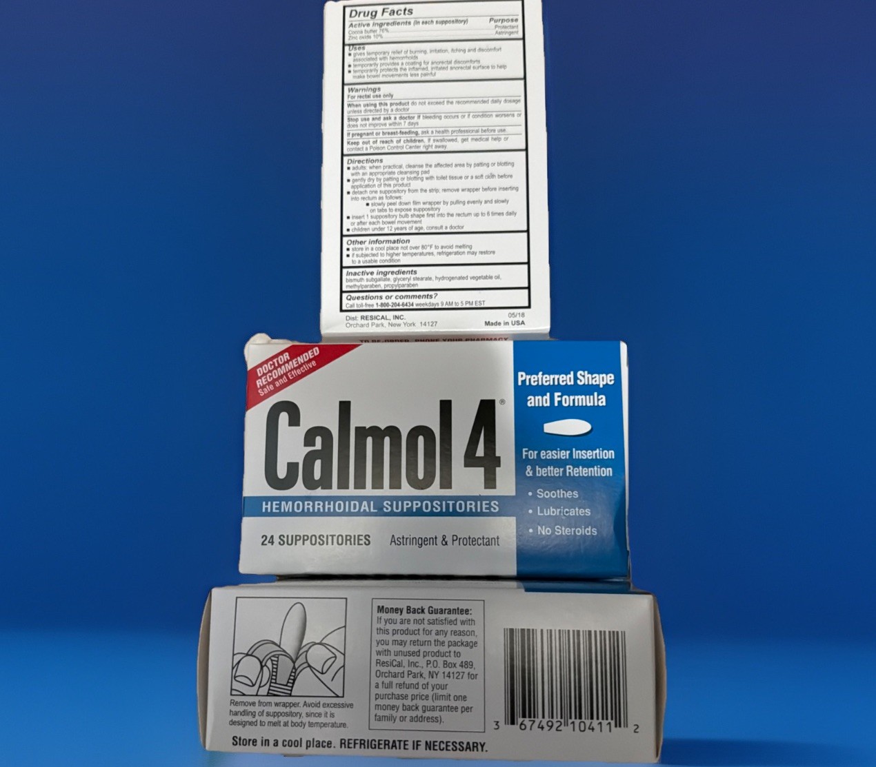 Calmol 4 Hemorrhoidal Suppositories 24ct Each Box 3 Boxes Exp 10/2028 Or Better