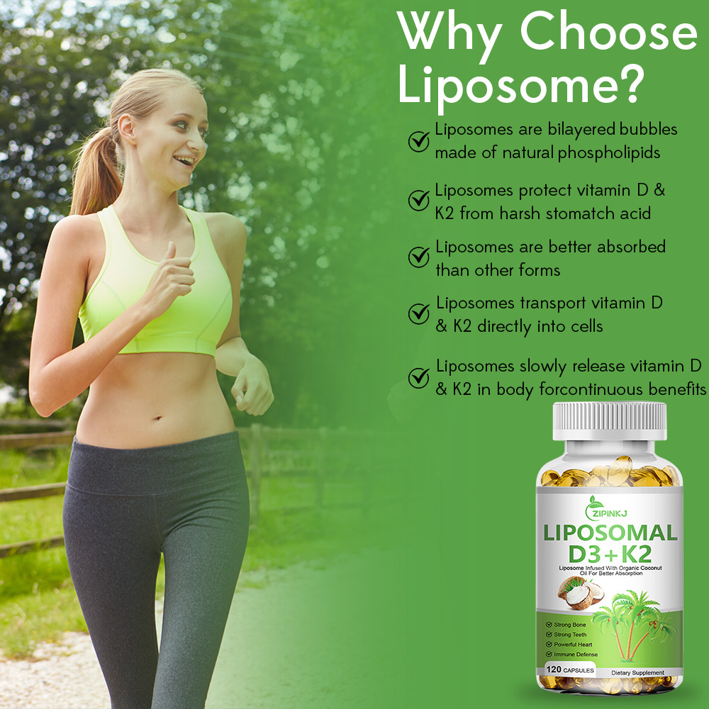 LIPOSOMAL D3+K2 120 Capsules With Organic CoconutOil For Better Absorption