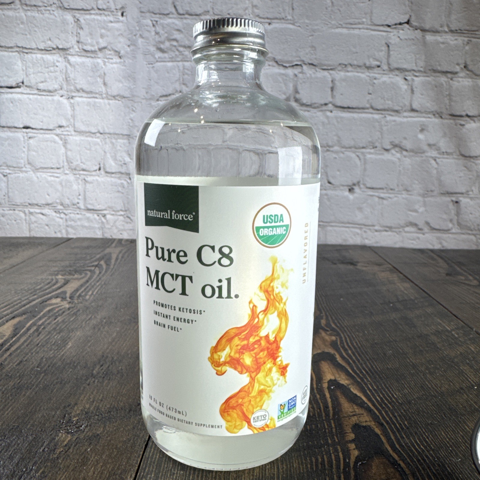 Natural Force Organic Pure C8 MCT Oil – Promotes Ketosis Energy Brain Fuel