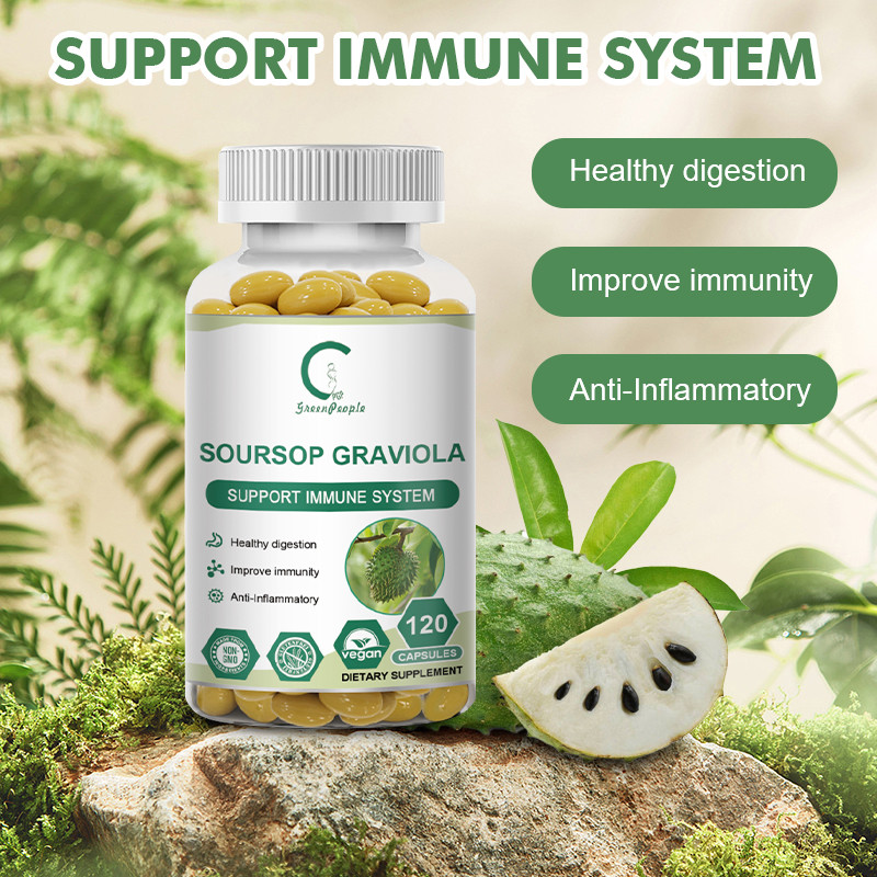 120pcs Soursop Graviola Extract Capsule 1000mg Support Immune Health PureNatural