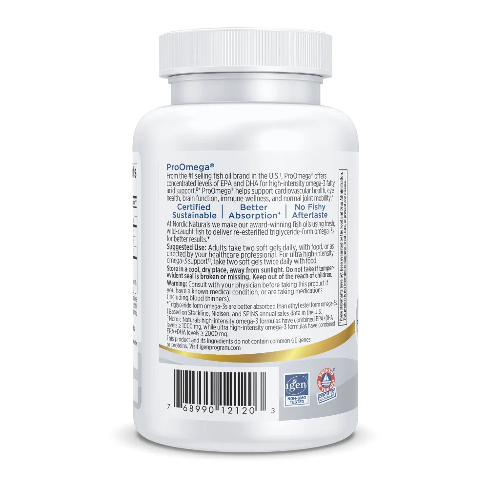 Nordic Naturals ProOmega Soft Gels – Concentrated Omega-3 Fish Oil, 60 Count