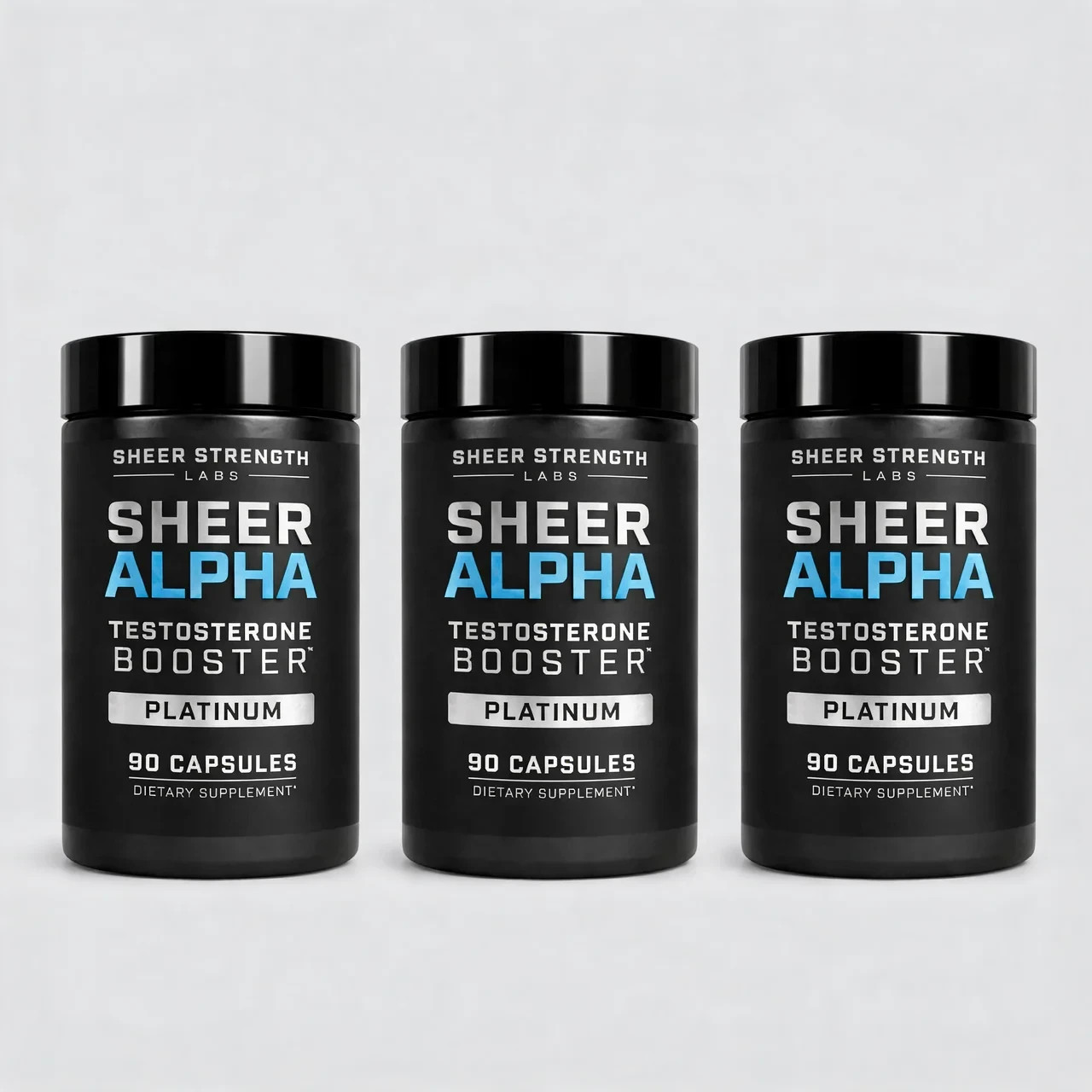 Lot of 3 – Testosterone Booster, Sheer Alpha T-Booster, 90 Caps, 30 Svg / Bottle