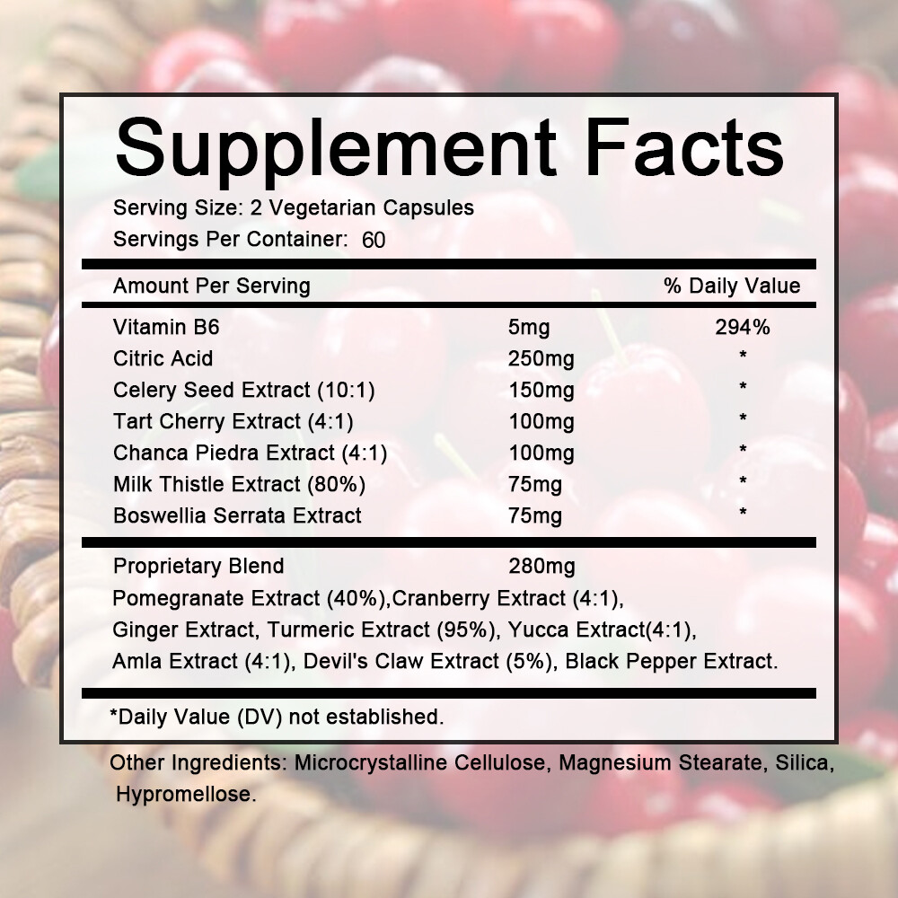 Tart Cherry Extract Capsules with Celery Seed Kidney Health Uric Acid Support