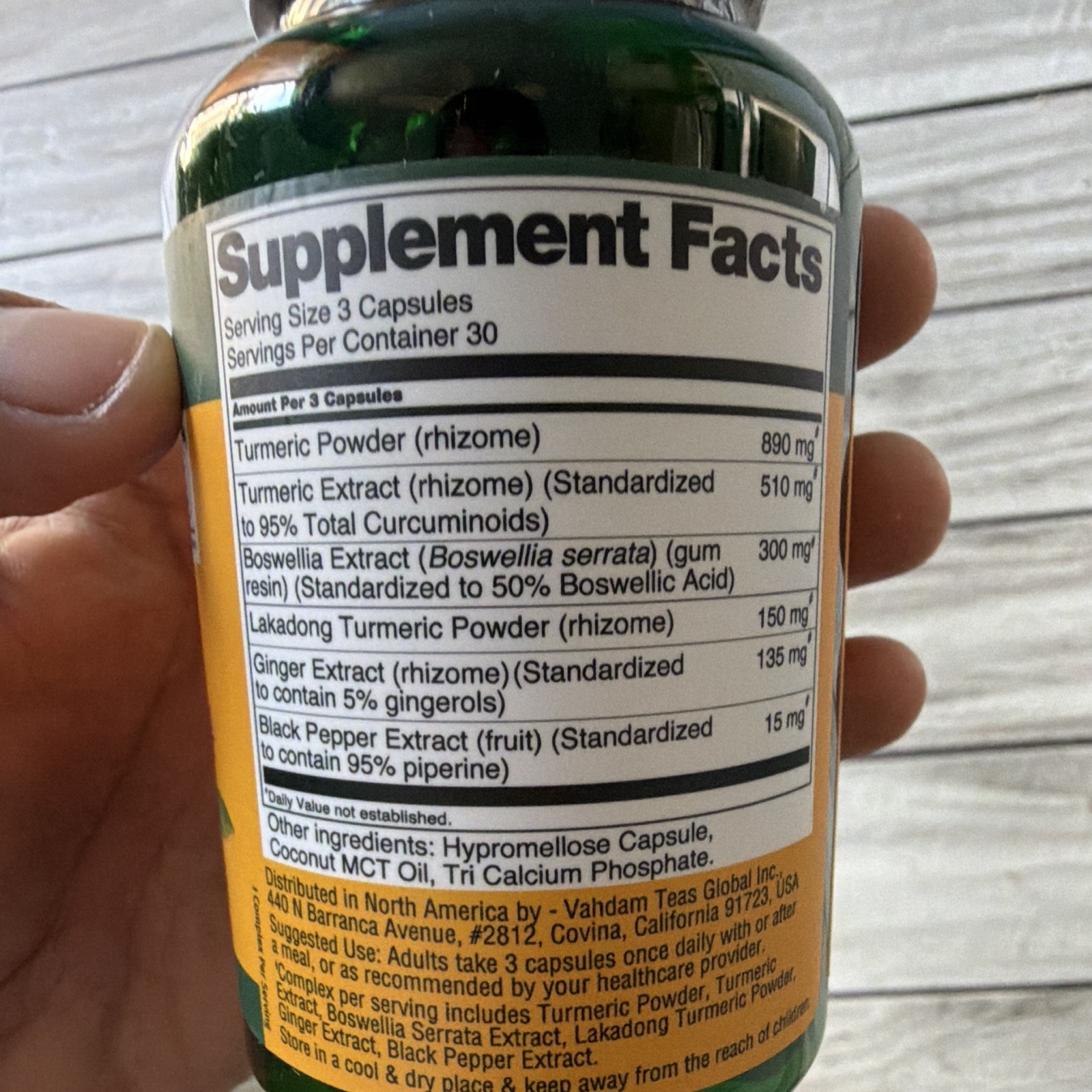 VAHDAM Turmeric Curcumin 2000mg w/ Boswellia & Piperine Vegan 90 Capsules