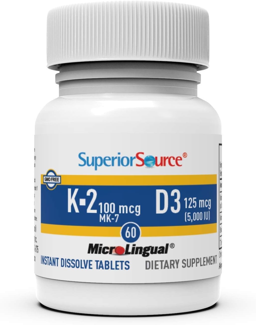Superior Source K2 (MK-7) 100 mcg, with D3 (5,000 IU) 60 Count (Pack of 1)