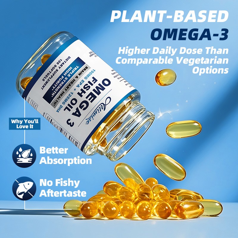 Omega 3 Fish Oil Capsules 1000mg Fish Oil EPA & DHA ,Heart Health