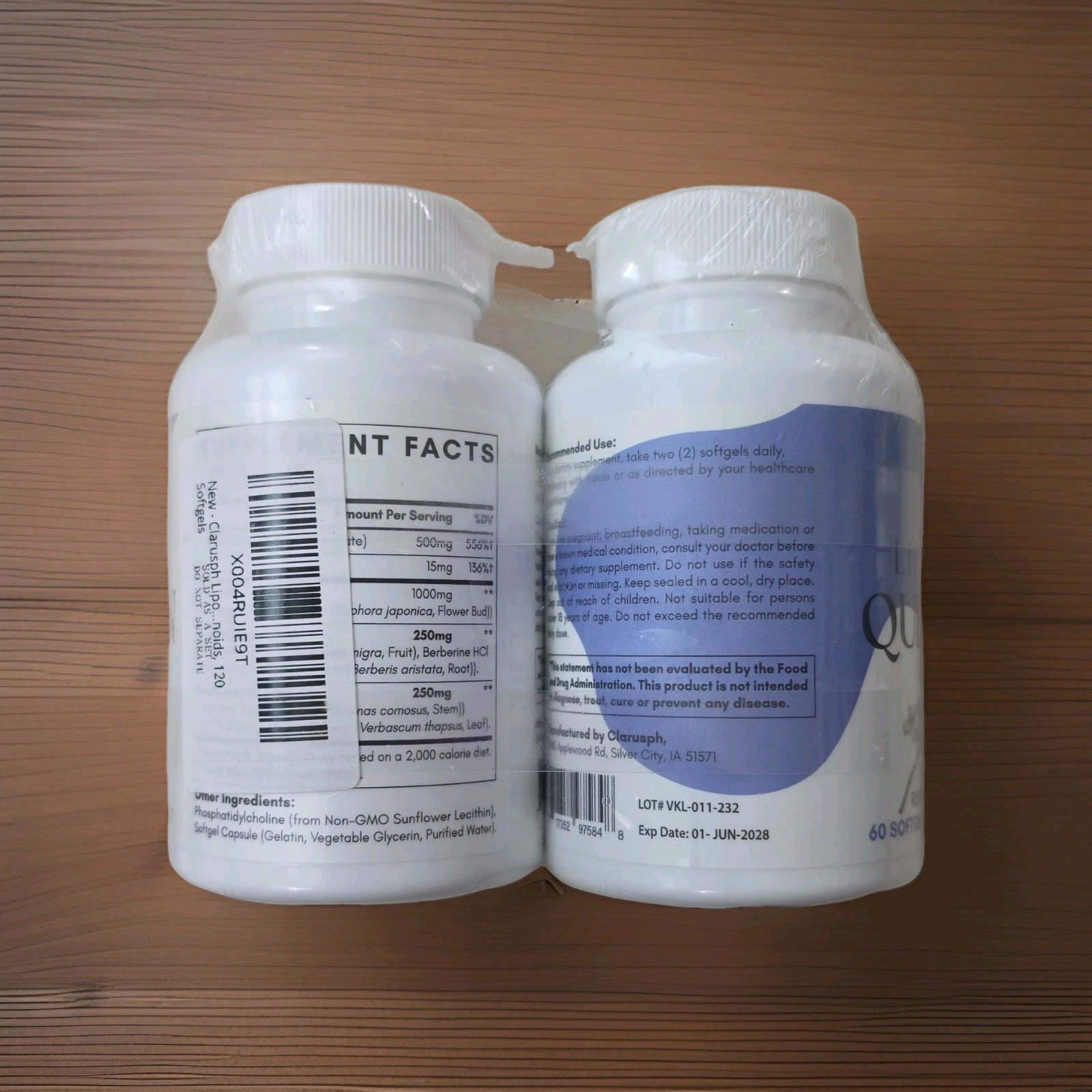 120 ct – Liposomal Quercetin Respiratory Comfort 60 x 2 Softgel 1000mg Exp 06/28