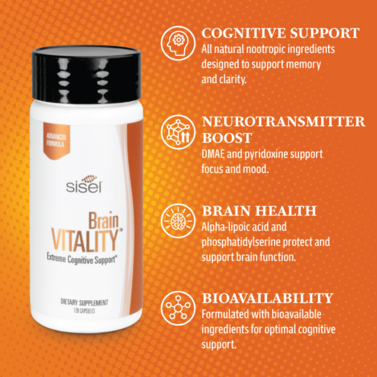 [2 Pack] Sisel Brain Vitality Memory Focus Brain Health – 240 Caps Total