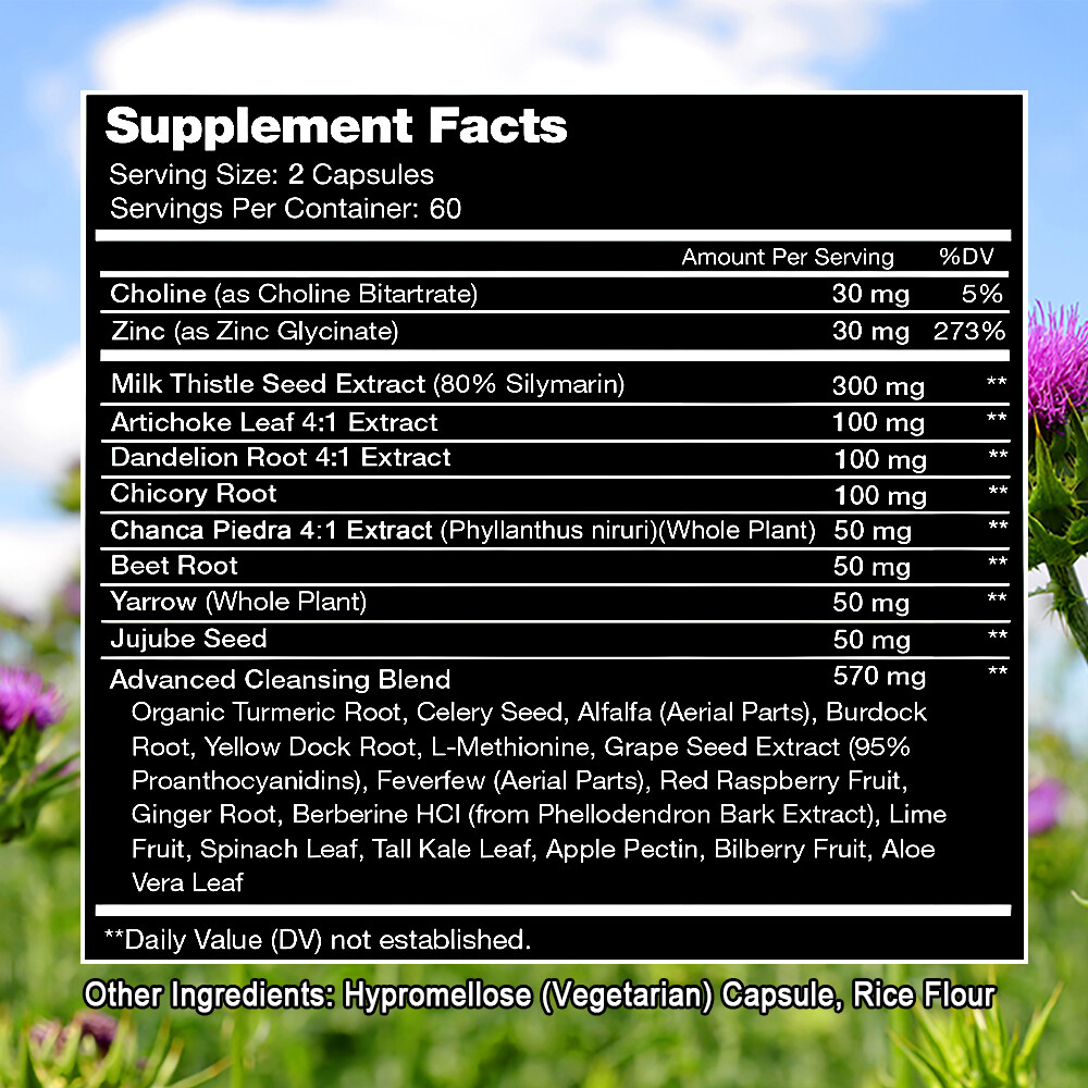 Liver Detox & Cleanse Formula 27 + Liver Health Nutrients with Milk Thistle