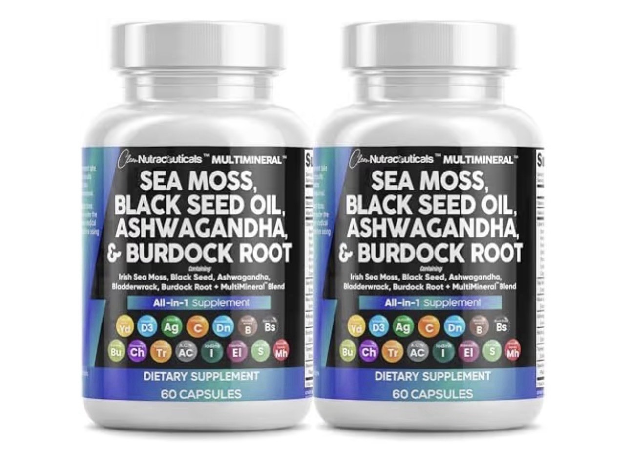 Clean Nutraceuticals Multimineral Sea Moss Black Seed Oil Ashwagandha 60 Capsul…