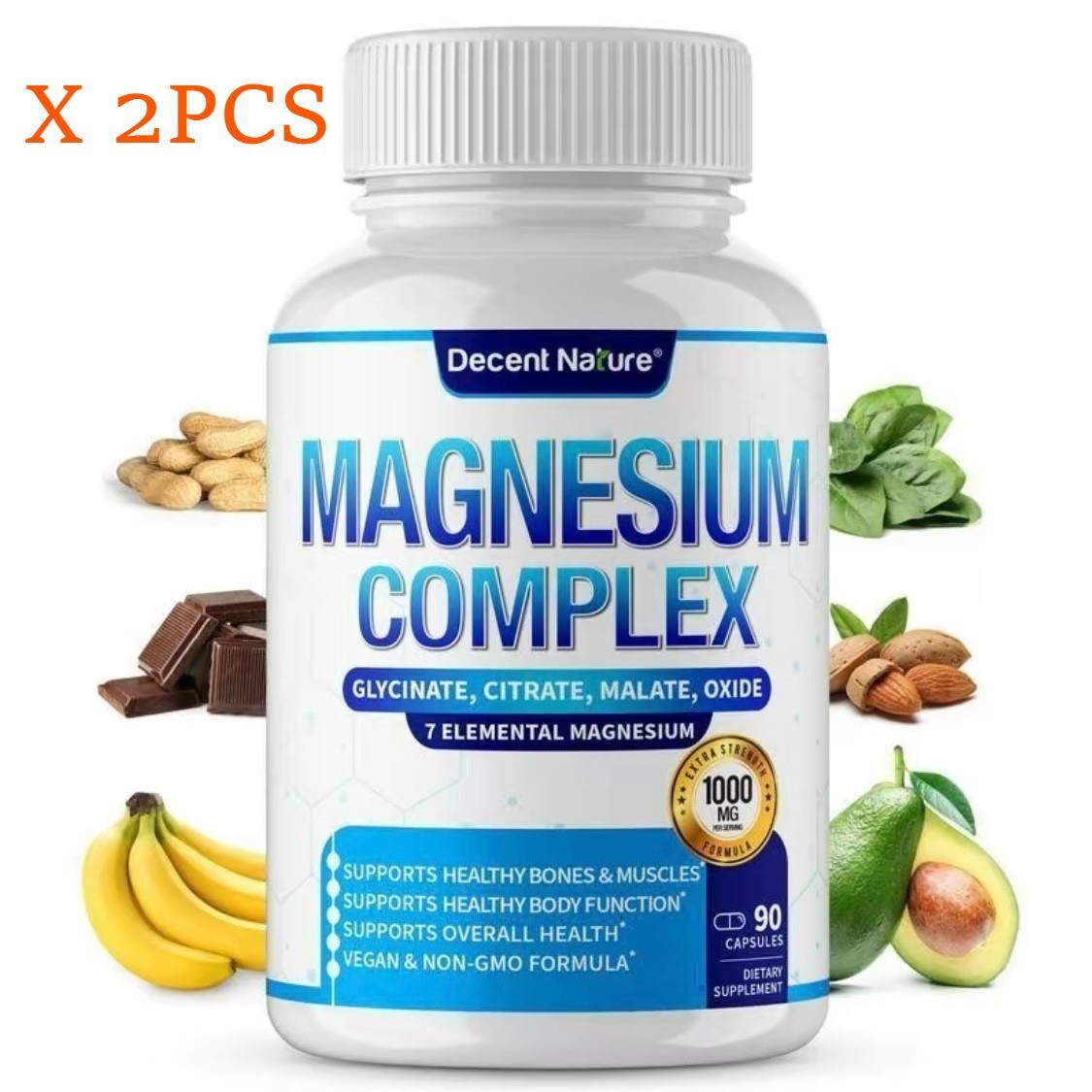 NEW LUXRY Decent Nature Magnesium Complex1000mg-7Elemental Magnesium Capsules