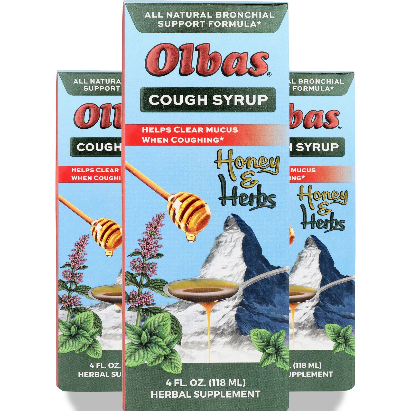 Olbas Honey & Herbs Cough Syrup Bronchial Support 4 Fl Oz Herbal 3 Pack