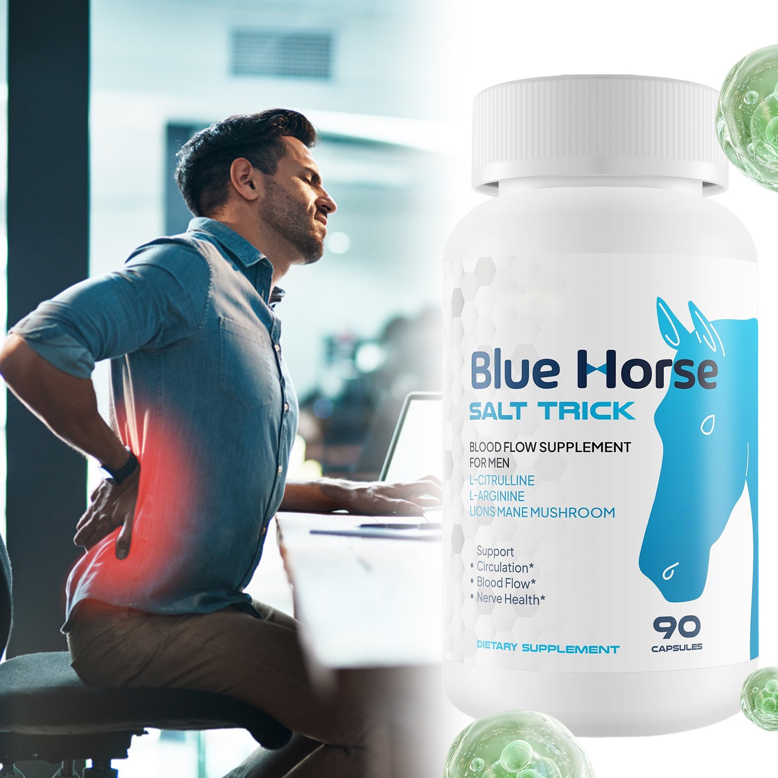 1pc Blue Horse Salt Trick Our Best Blood Flow Supplement for Men New