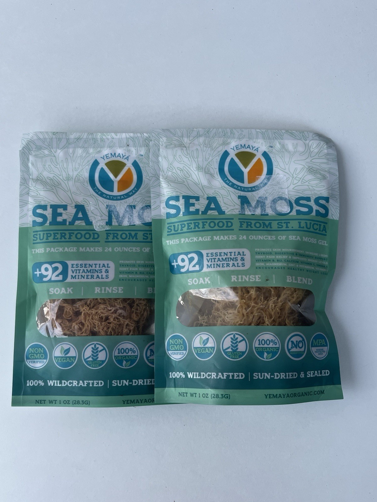 $50 RETAIL 2 Pack Yemaya Organic Dried Sea Moss 2.5oz Raw Supplement Digestion