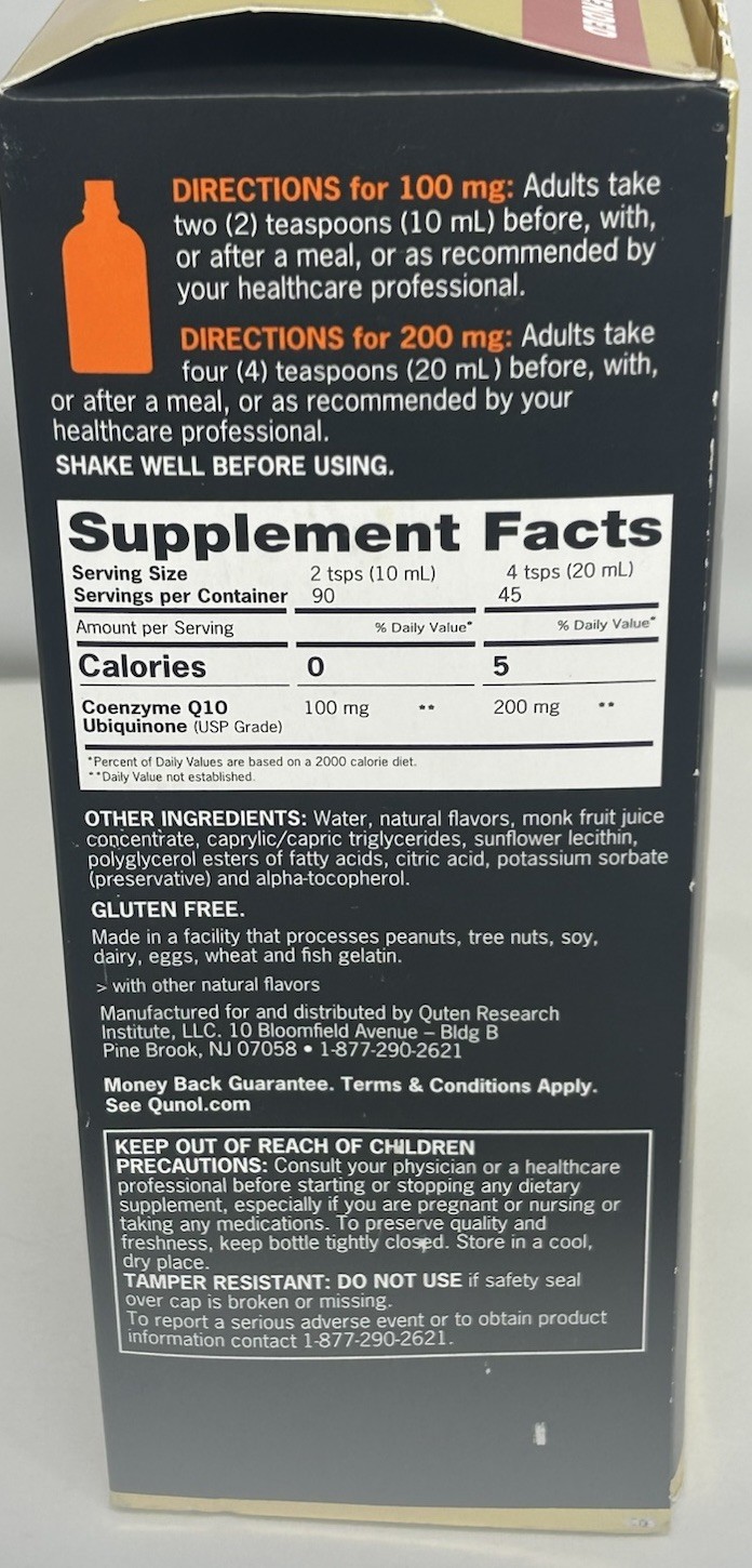 Qunol Liquid CoQ10 100mg Orange Pineapple 30.4oz Exp 11/2027