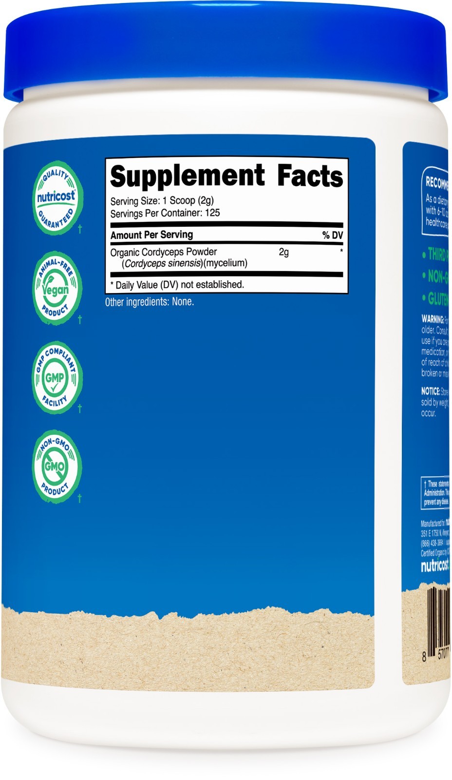 Nutricost Organic Cordyceps Mushroom Powder 250 Grams