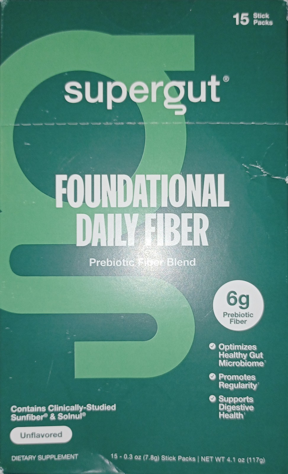 Supergut Foundational Daily Fiber Vegan & Sugar Free Prebiotic Powder 15 Stick