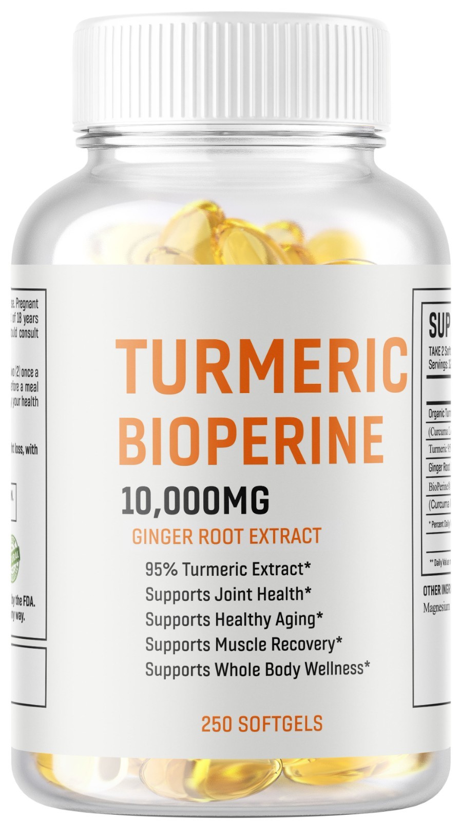 TUMERIC 95% CURCUMIN 10,000mg EXTRACT TURMERIC BLACK PEPPER ANTIOXIDANT BEST 250