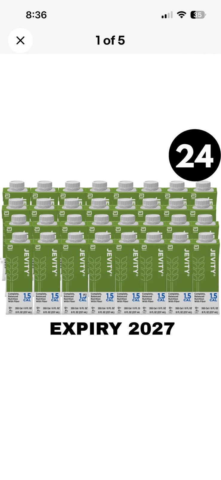 Jevity 1.5 Cal Tube Feeding Formula w/Fiber, 8oz Carton, 24 Total-Exp 5/2027