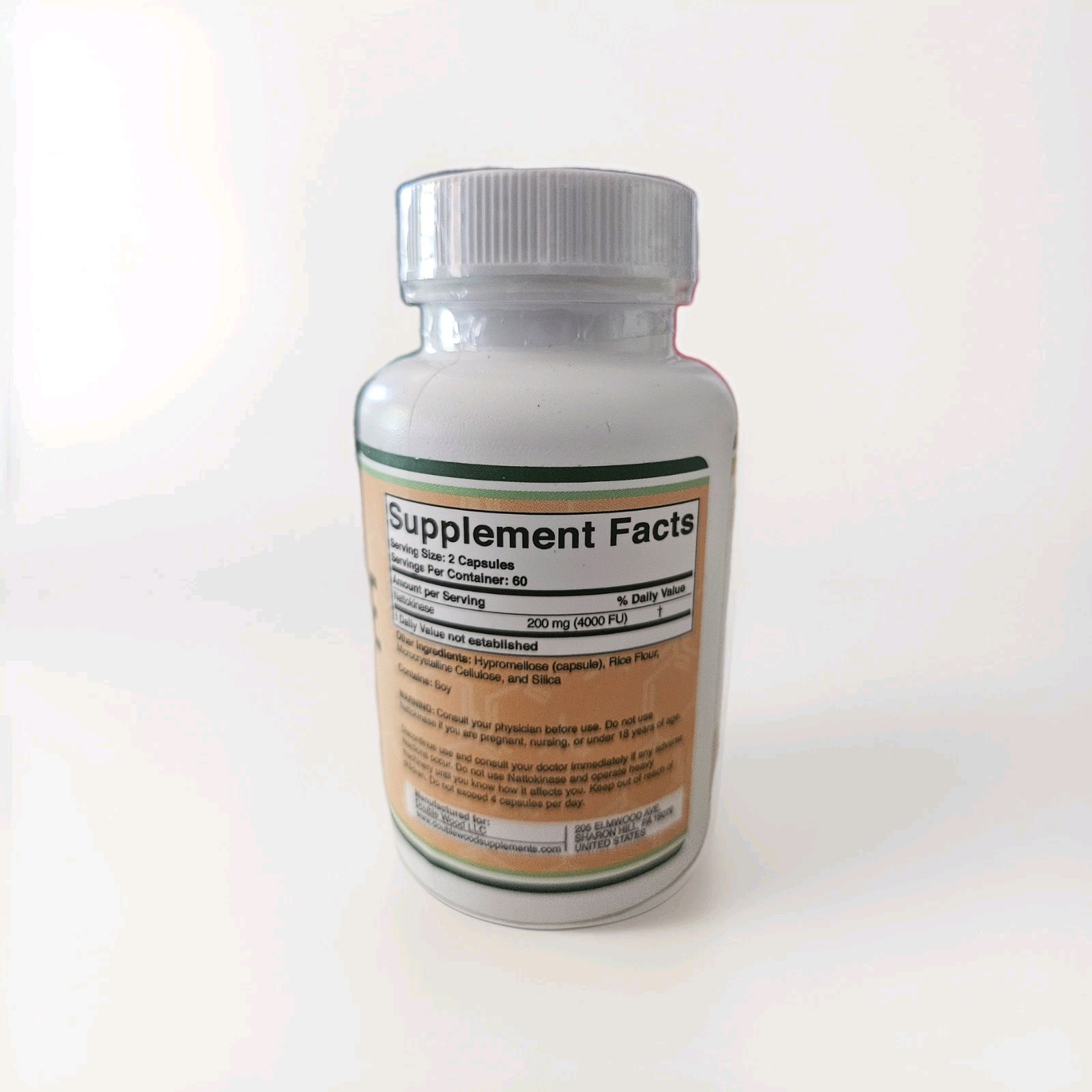 Double Wood Supplements Nattokinase 4,000 FU 200 mg 120 Capsules Veg