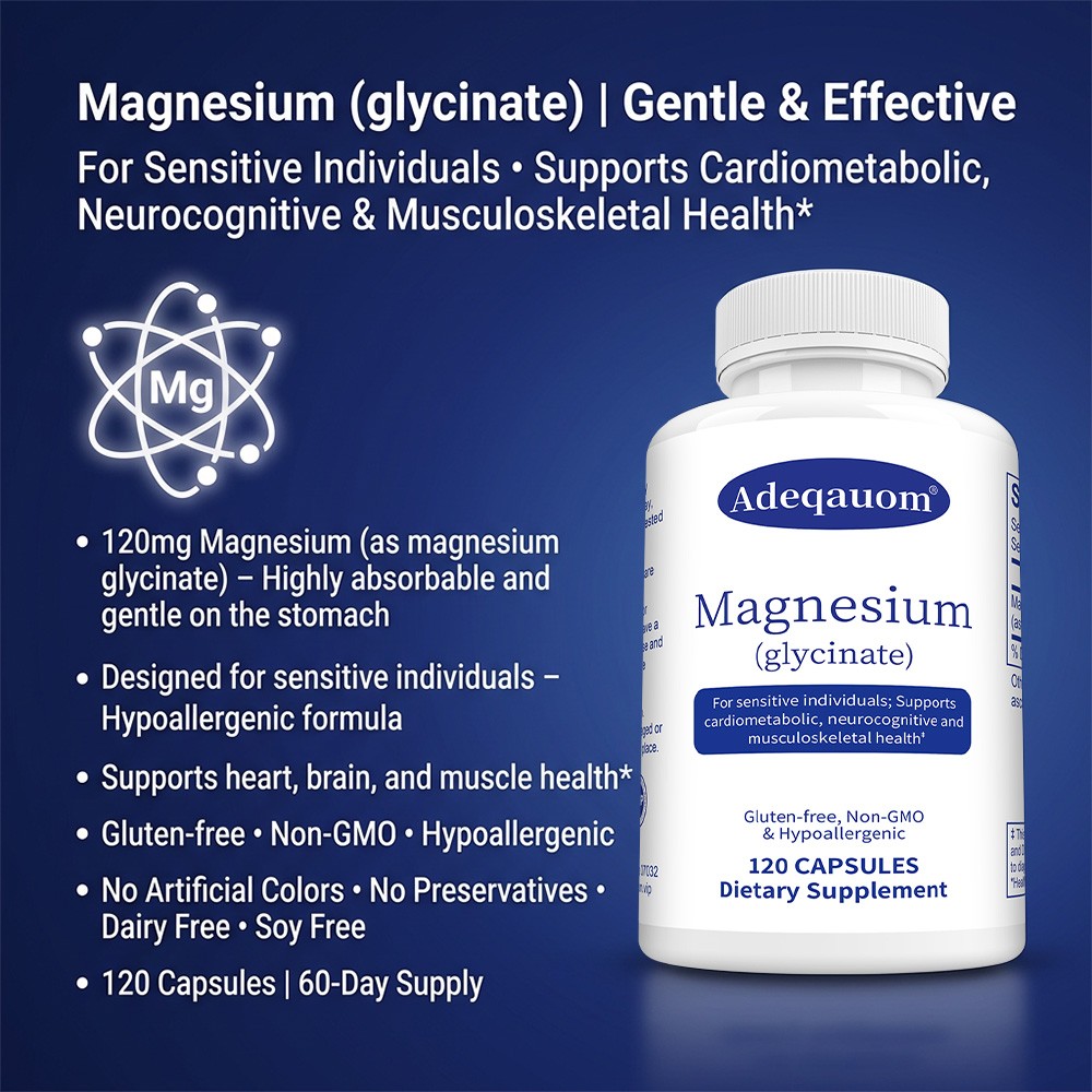 Magnesium Glycinate – Supports, Brain Function & Muscle Relaxation 30/60/120Caps