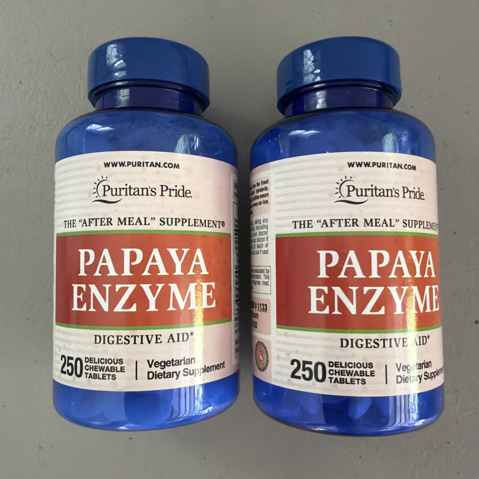 Puritan’s Pride Papaya Enzyme Digestive Support 250 Chewable (2 PACK) exp 10/26