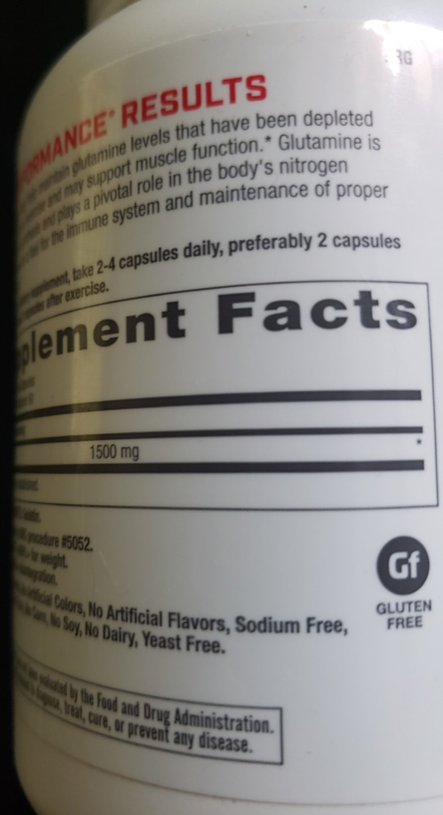 GNC – PRO PERFORMANCE L-Glutamine – 180 Capsules – 90 Servings – Exp 5/2027